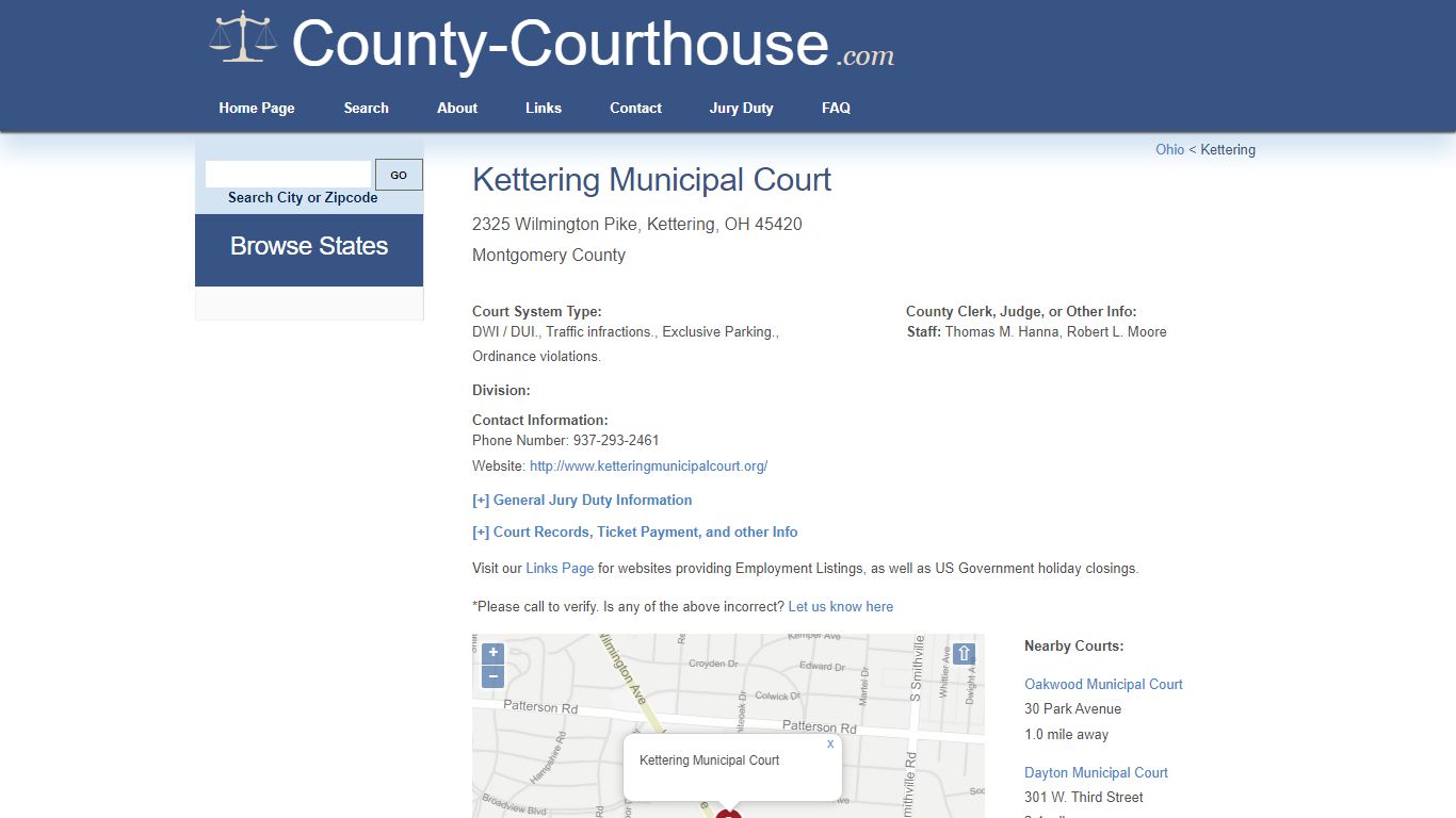 Kettering Municipal Court in Kettering, OH - Court Information